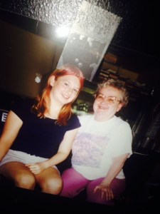 Grandma and me - I think I was 15. Note the home dye pink hair.